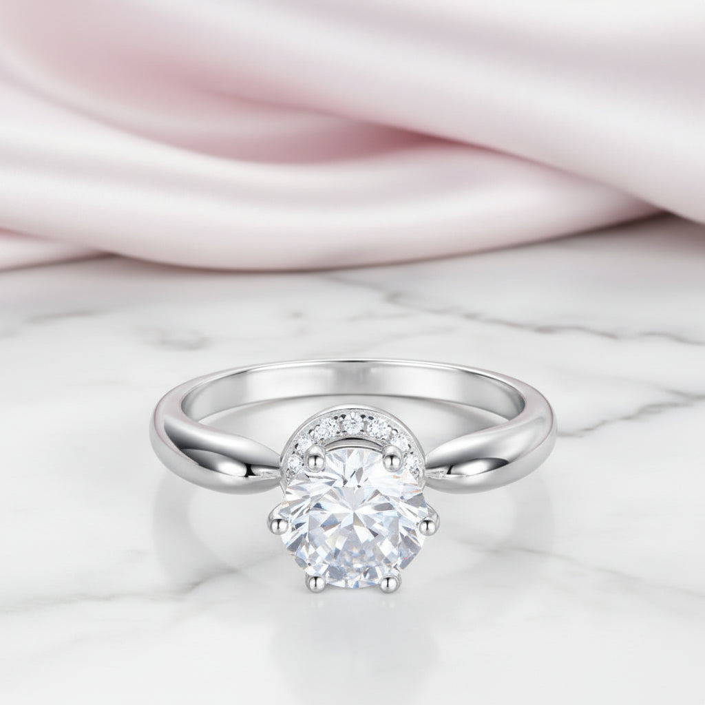1.25 Ct Round Diamond Option 6 Claws Crown with Hidden Halo Anniversary Ring-Black Diamonds New York