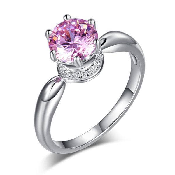 Created Diamond 6 Claws Crown Anniversary Ring 1.25 Ct Fancy Pink