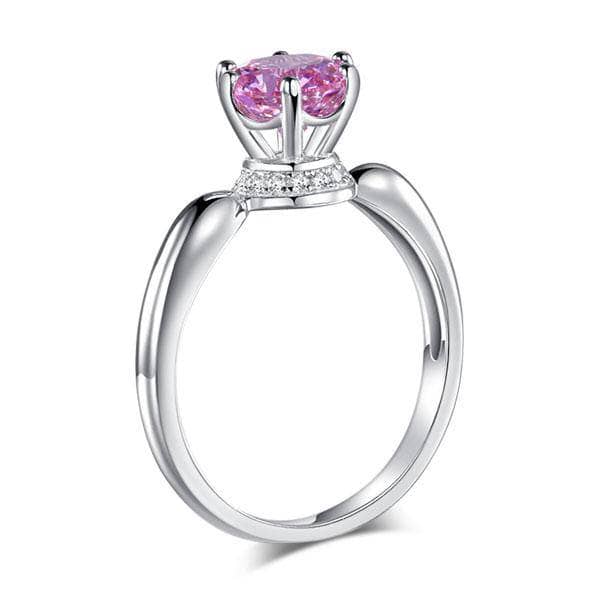 Created Diamond 6 Claws Crown Anniversary Ring 1.25 Ct Fancy Pink