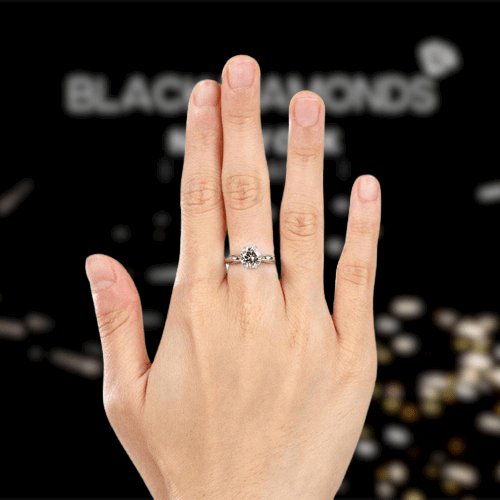 Created Diamond 6 Claws Crown Anniversary Ring 1.25 Ct Fancy Pink-Black Diamonds New York
