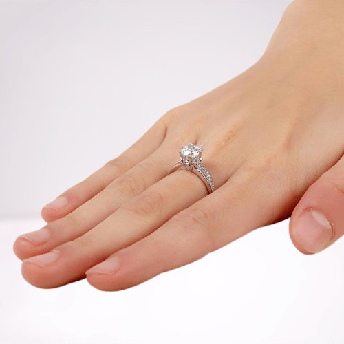 Created Diamond 6 Claws Engagement Ring 1.25 Ct - Black Diamonds New York