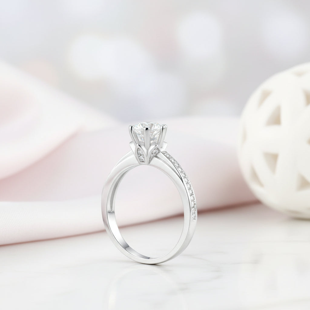 1.25 Ct Diamond Option 6 Claws Engagement Ring-Black Diamonds New York