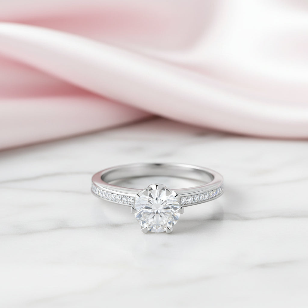 1.25 Ct Diamond Option 6 Claws Engagement Ring-Black Diamonds New York