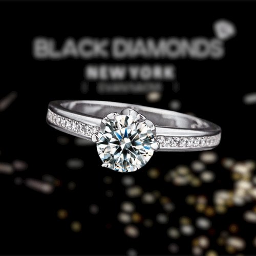 Created Diamond 6 Claws Engagement Ring 1.25 Ct-Black Diamonds New York