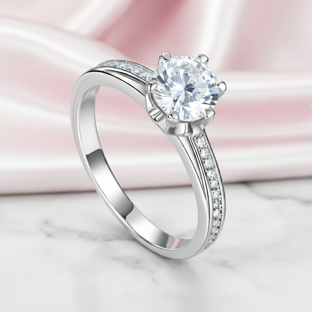 1.25 Ct Diamond Option 6 Claws Engagement Ring-Black Diamonds New York
