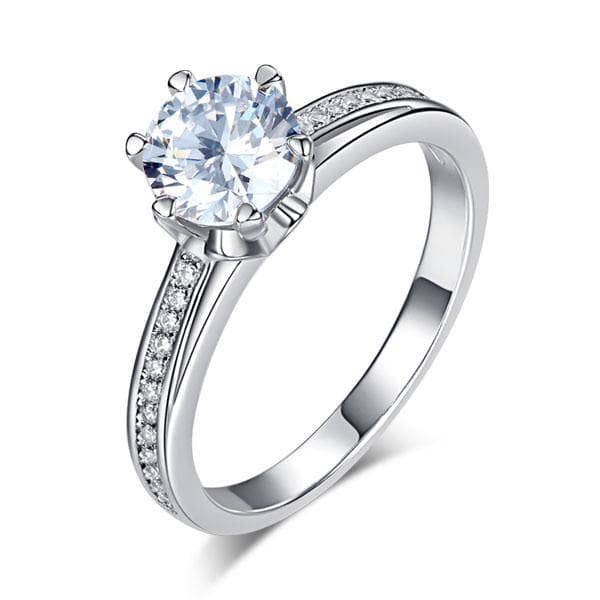 Created Diamond 6 Claws Engagement Ring 1.25 Ct-Black Diamonds New York
