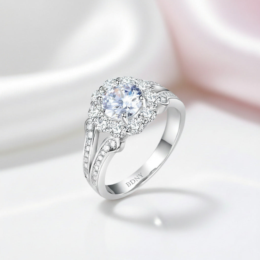 1.25 Ct Diamond Option Art Deco Vintage style Engagement Ring-Black Diamonds New York