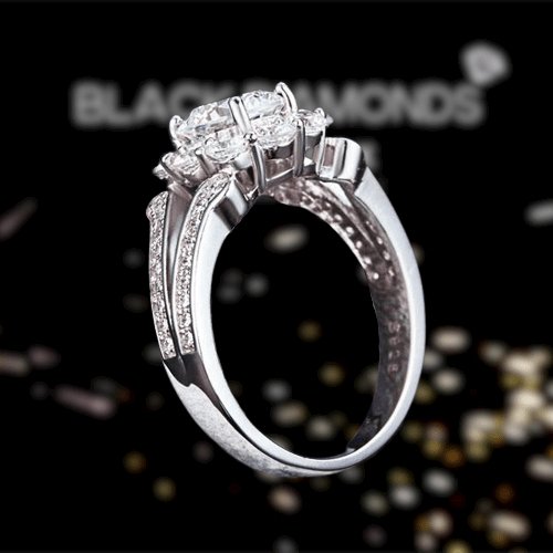 Created Diamond Art Deco Vintage style Engagement Ring 1.25 Ct-Black Diamonds New York