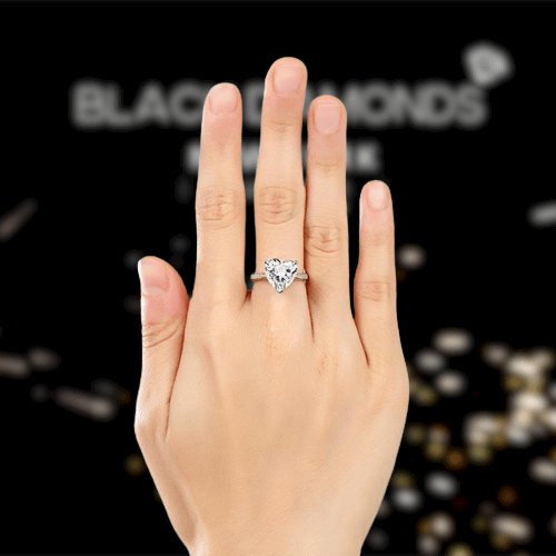 Created Diamond Bridal Engagement Ring 3.5 Carat Heart-Black Diamonds New York
