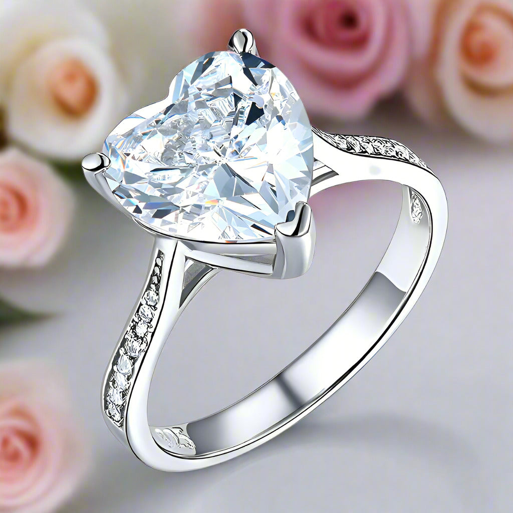 3.5 C.t Heart-Cut Diamond Bridal Engagement Ring-Black Diamonds New York