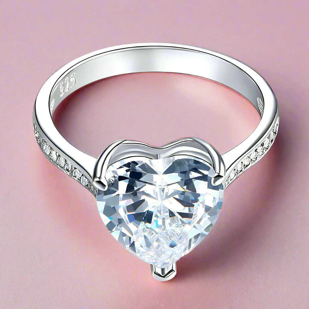 3.5 C.t Heart-Cut Diamond Bridal Engagement Ring-Black Diamonds New York