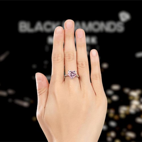 Created Diamond Bridal Engagement Ring 3.5 Carat Heart Pink - Black Diamonds New York