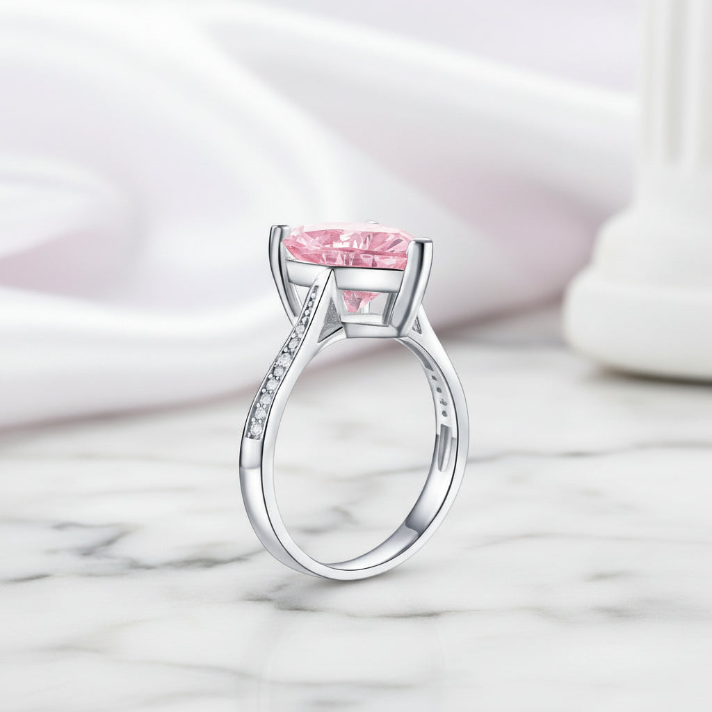3.5 Carat Heart-shaped Pink Diamond Option Bridal Engagement Ring-Black Diamonds New York