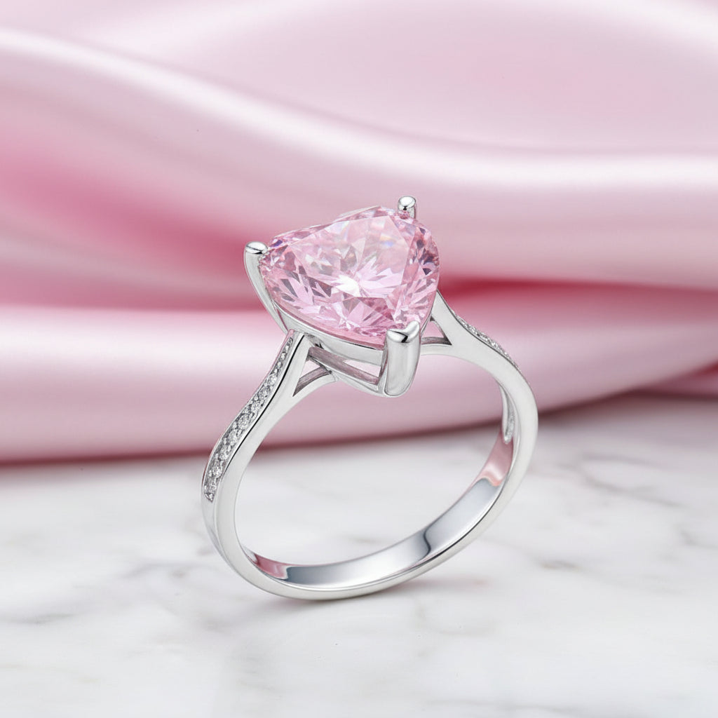 3.5 Carat Heart-shaped Pink Diamond Option Bridal Engagement Ring-Black Diamonds New York