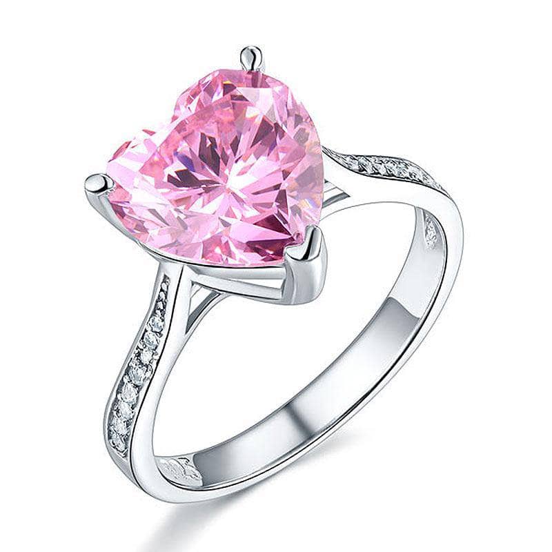 Created Diamond Bridal Engagement Ring 3.5 Carat Heart Pink