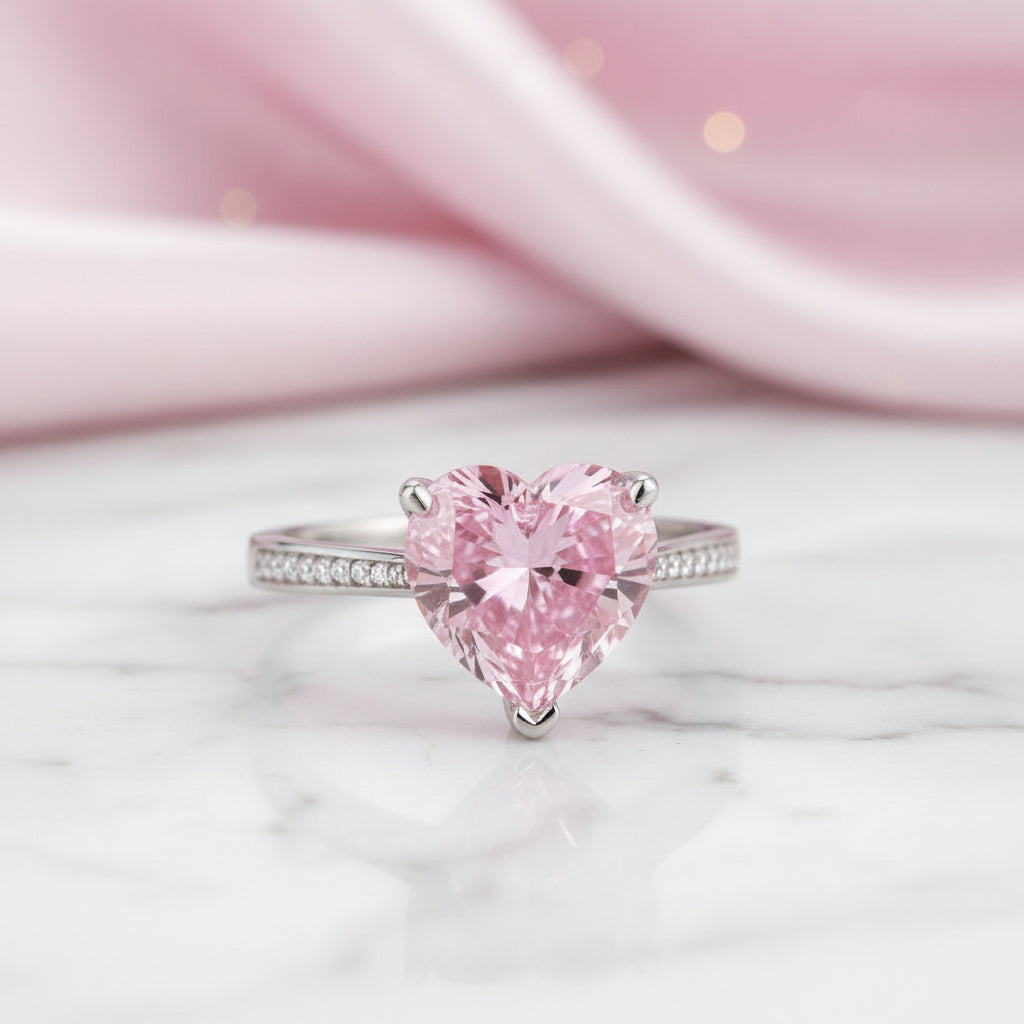 3.5 Carat Heart-shaped Pink Diamond Option Bridal Engagement Ring-Black Diamonds New York