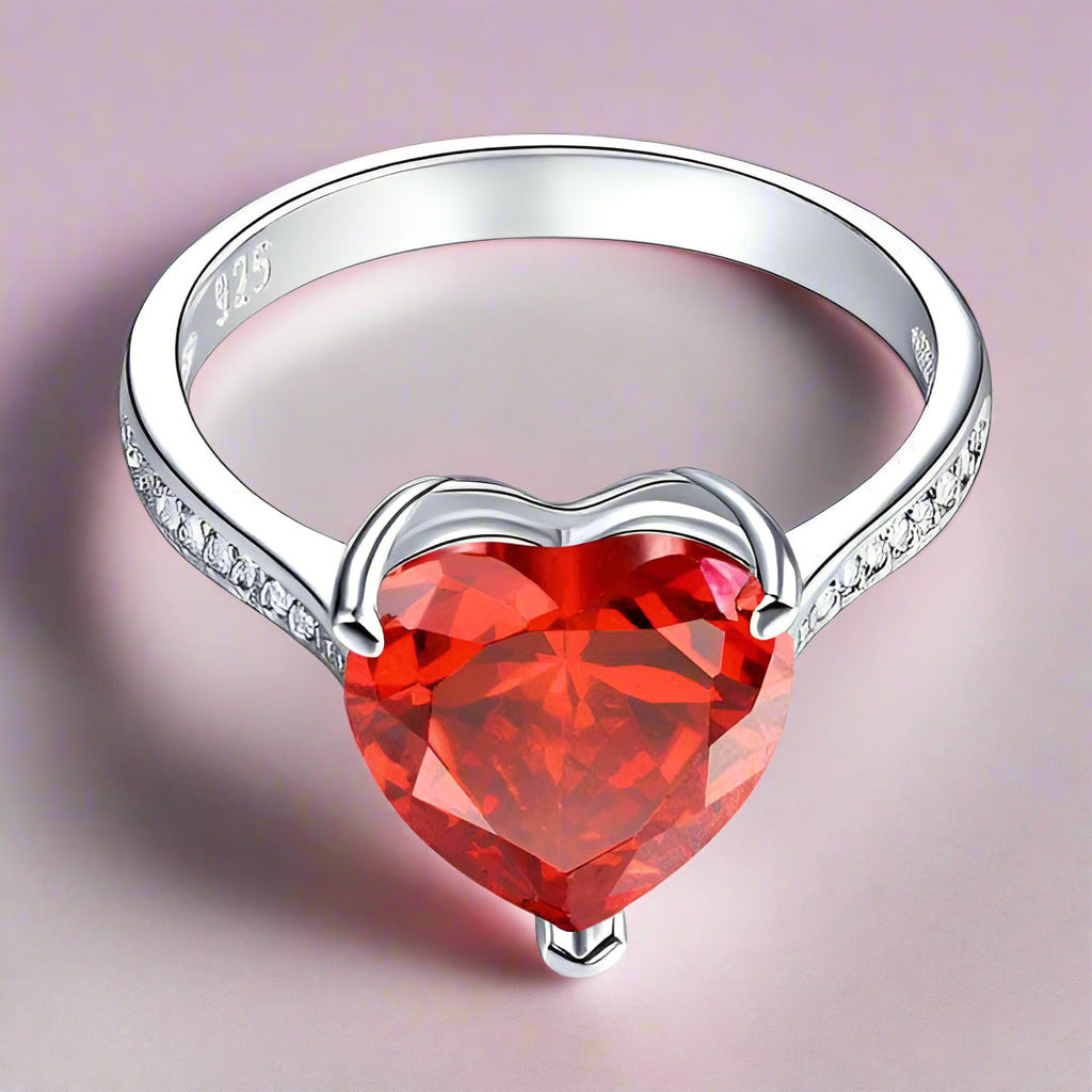 3.5 Ct Heart Ruby Red Diamond Bridal Ring-Black Diamonds New York