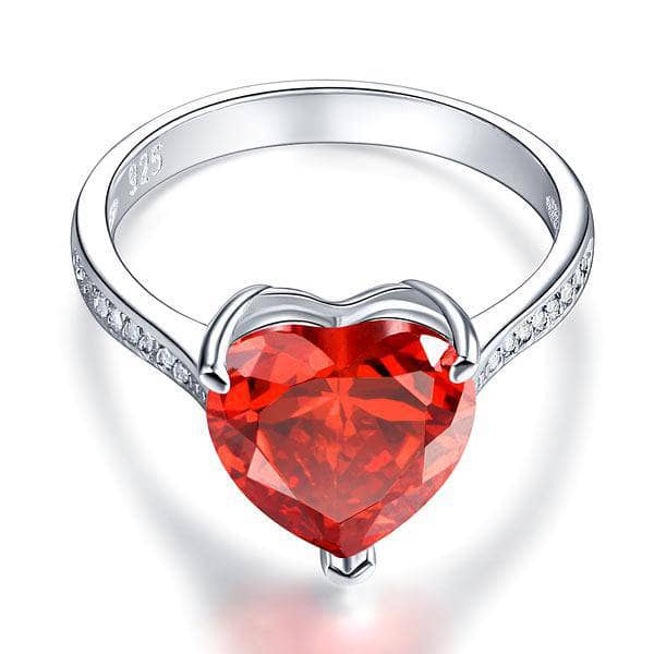 Created Diamond Bridal Ring 3.5 Carat Heart Ruby Red Stone