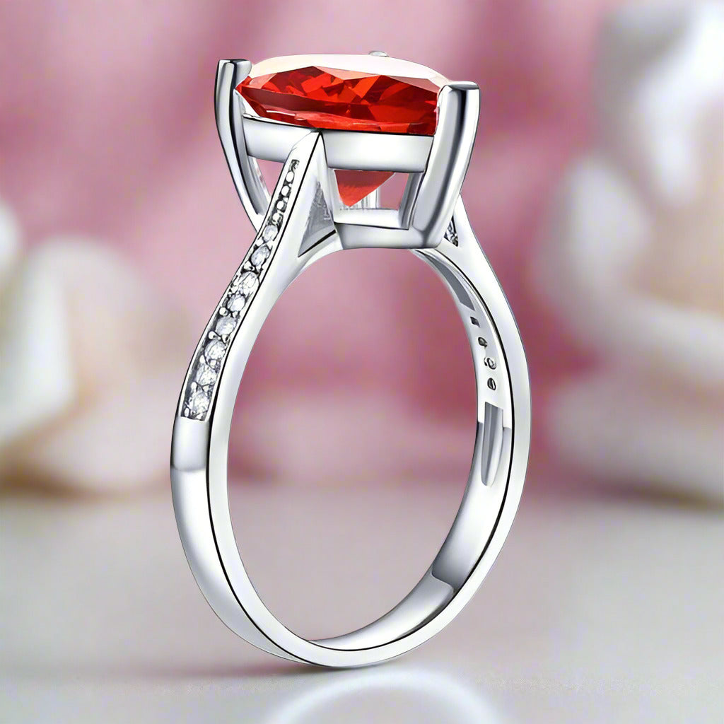 3.5 Ct Heart Ruby Red Diamond Bridal Ring-Black Diamonds New York