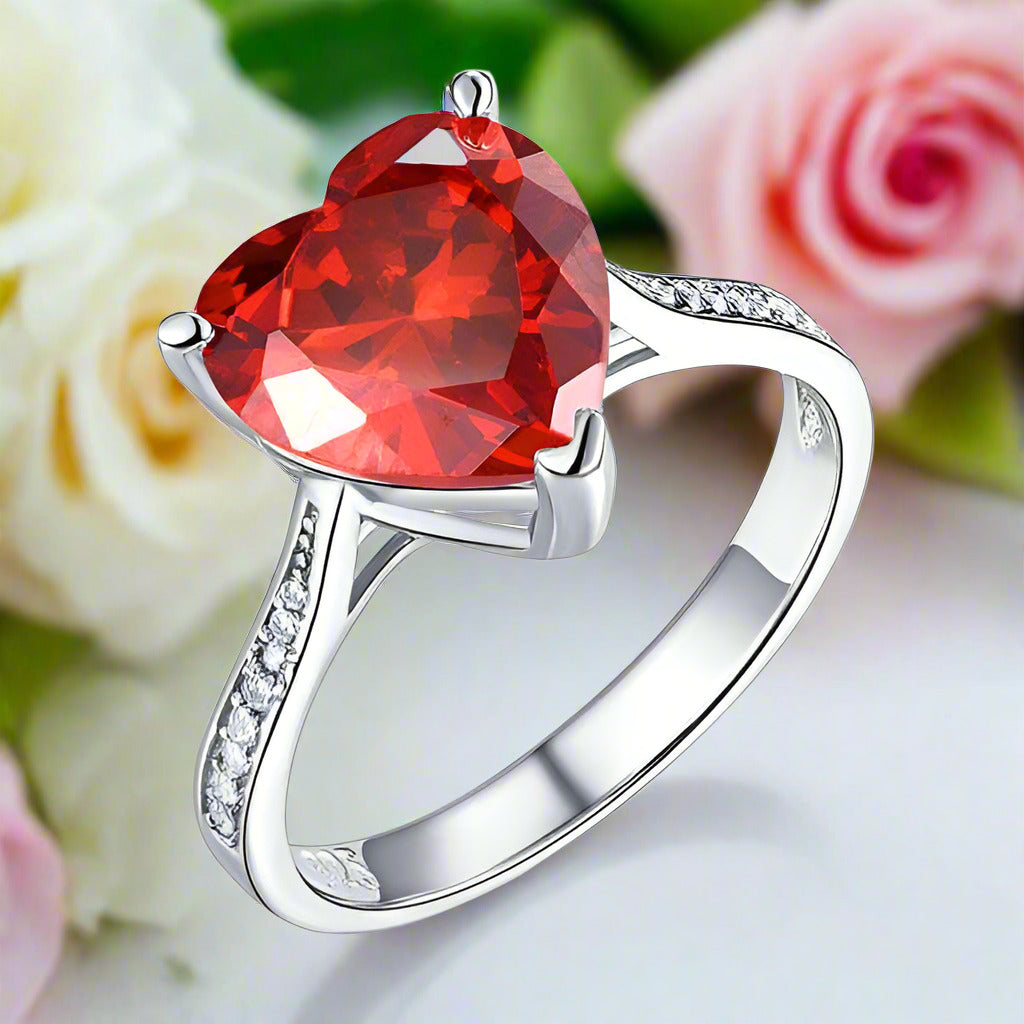 3.5 Ct Heart Ruby Red Diamond Bridal Ring-Black Diamonds New York