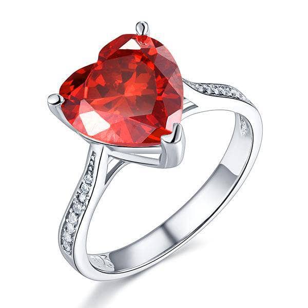 Created Diamond Bridal Ring 3.5 Carat Heart Ruby Red Stone-Black Diamonds New York