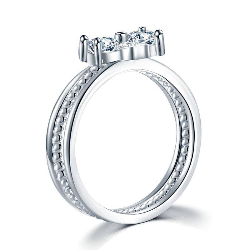 Created Diamond Clover Heart Ring 3-Pcs Set-Black Diamonds New York