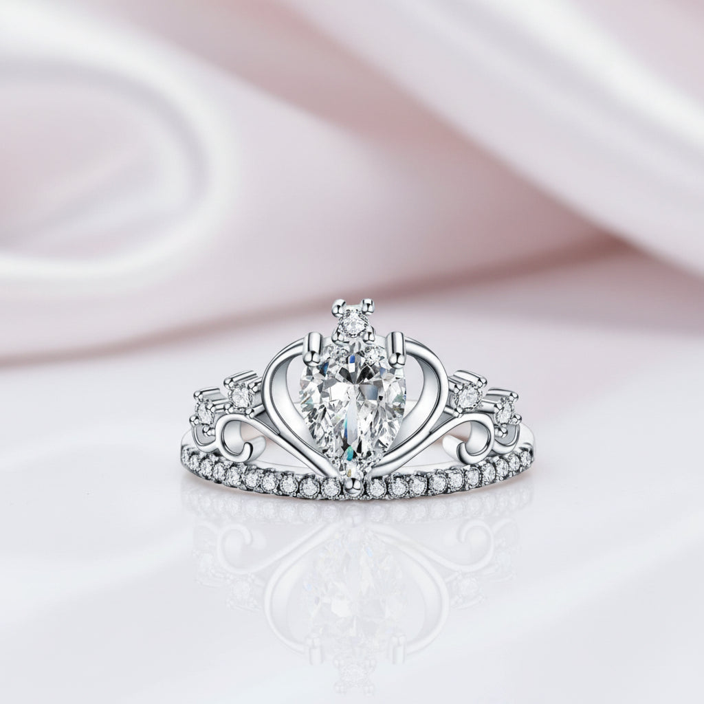 Pear Cut 1.0 Ct Diamond Option Crown Ring-Black Diamonds New York