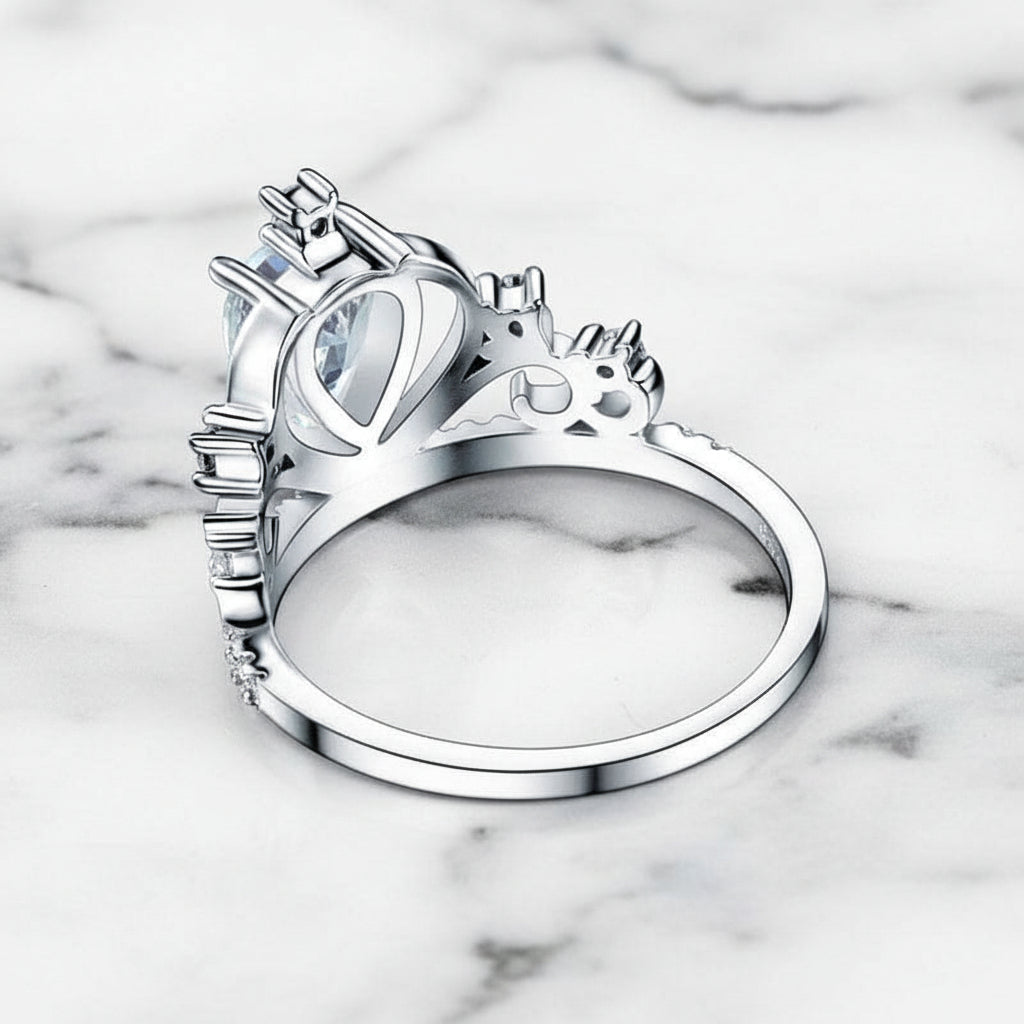 Pear Cut 1.0 Ct Diamond Option Crown Ring-Black Diamonds New York