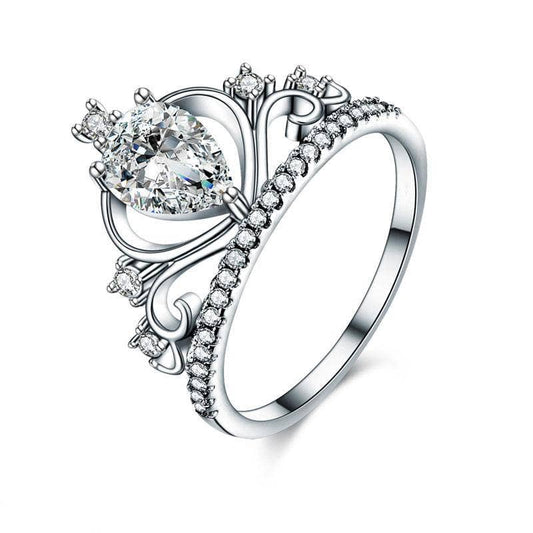 Created Diamond Crown Ring Pear Cut 1CT