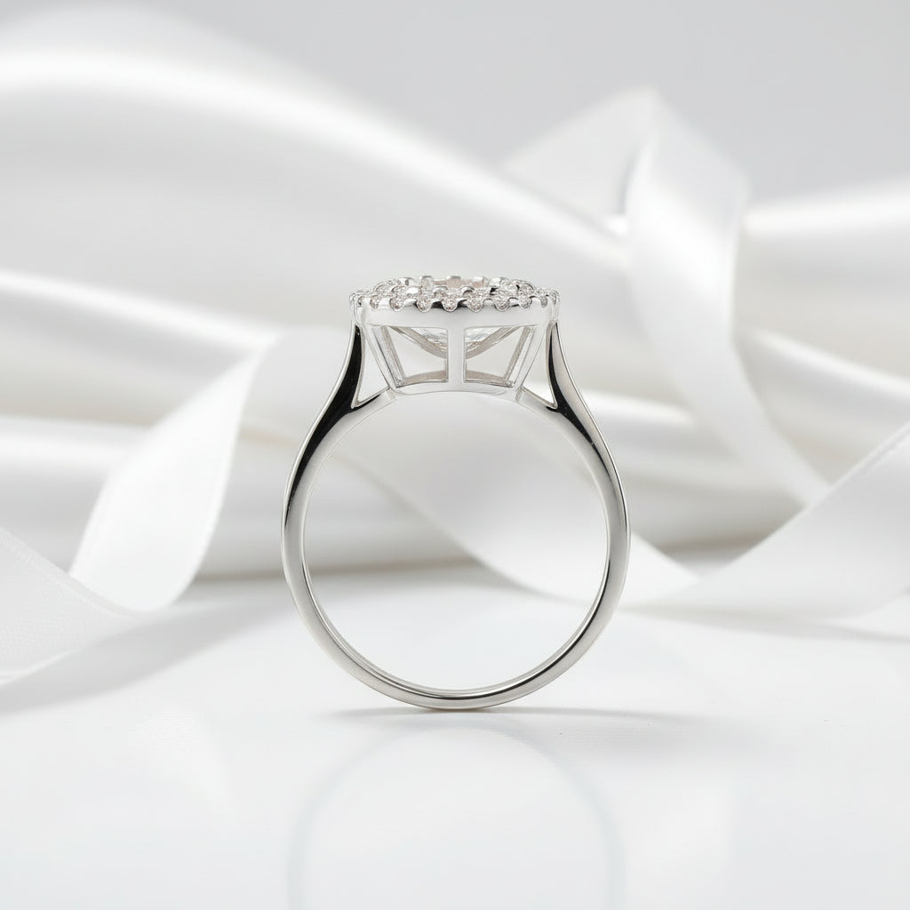 Round Diamond Dancing Stone Double Halo Ring-Black Diamonds New York