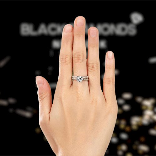 Created Diamond Engagement 2-PC Twist Solitaire Ring Set-Black Diamonds New York