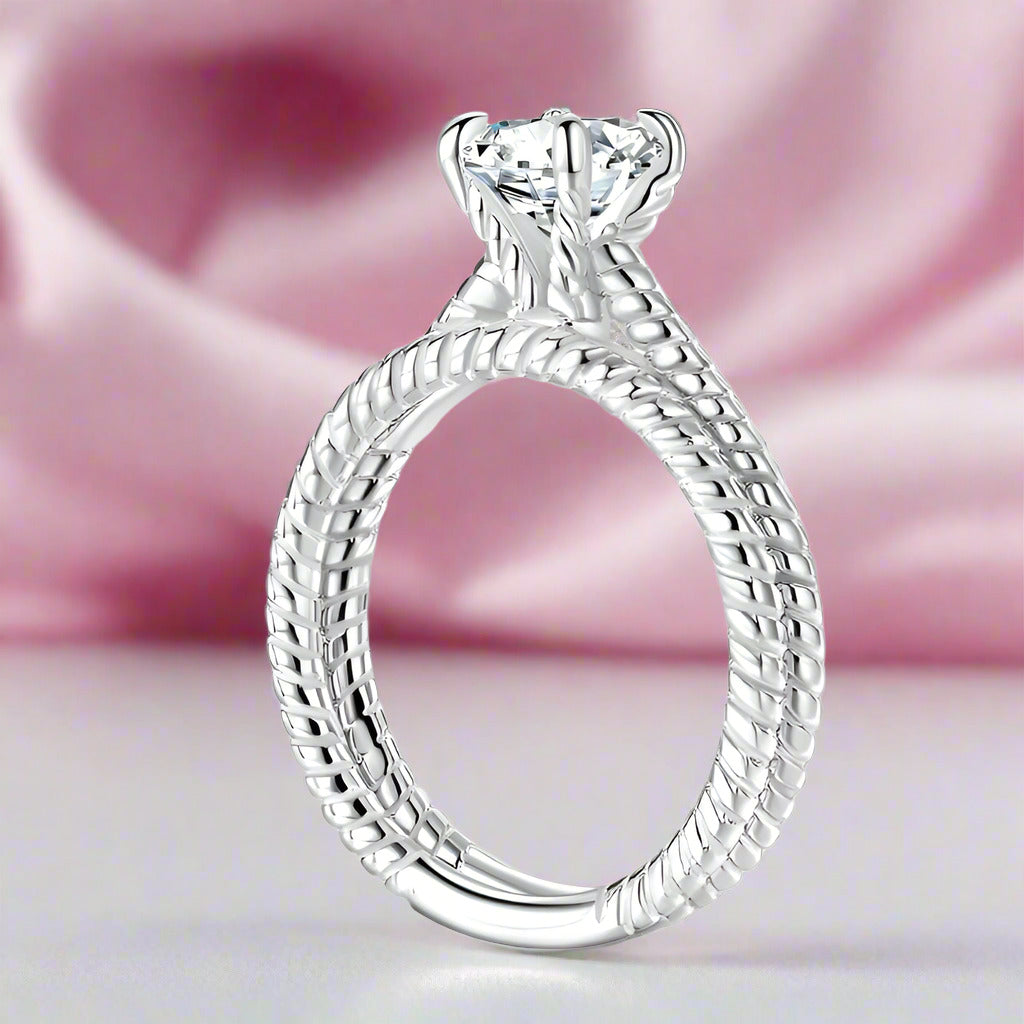 2-PC Twisted Band Solitaire Diamond Engagement Ring Set-Black Diamonds New York