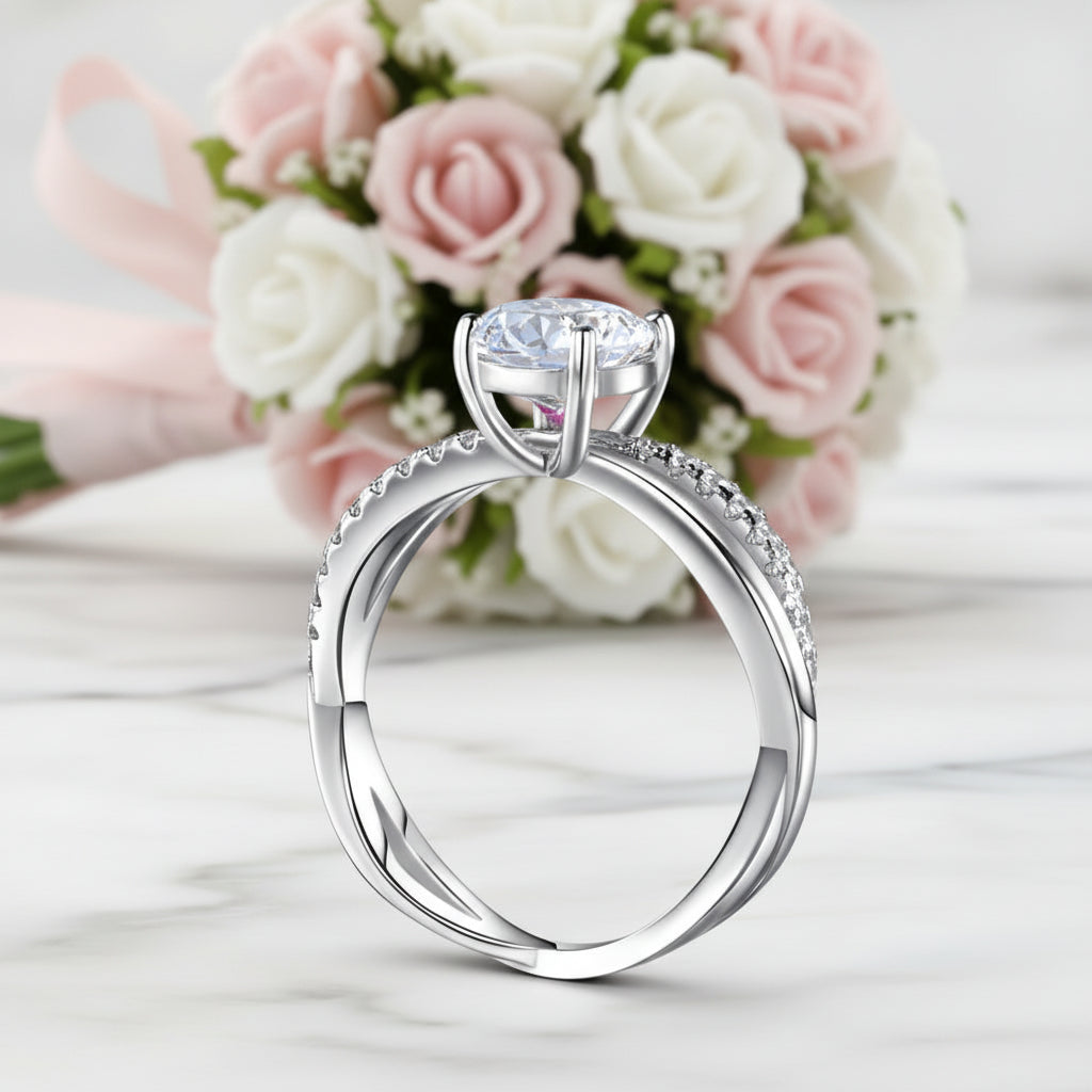 1.5 Ct Round Diamond Option Double Twisted Band Engagement Ring-Black Diamonds New York