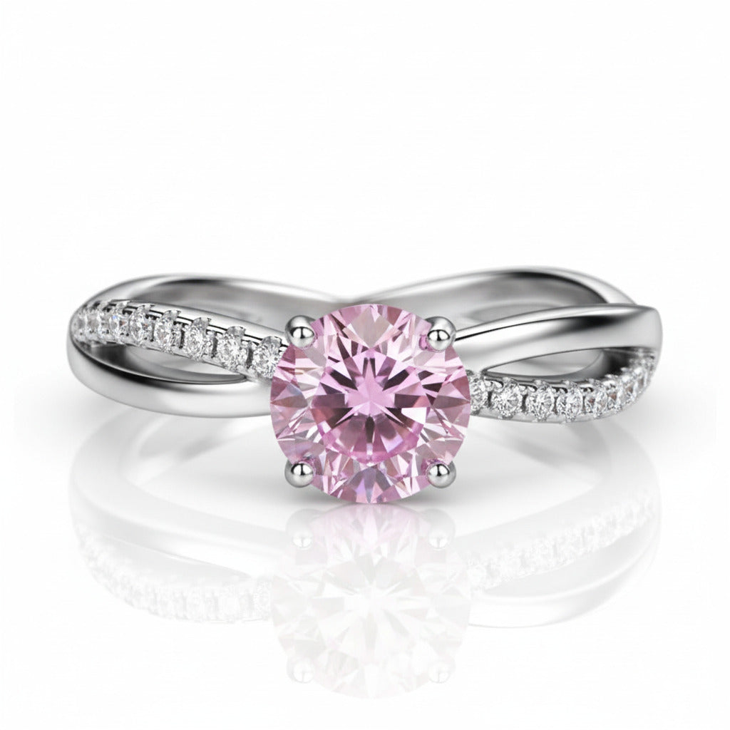 Fancy 1.25 Ct Pink Diamond Option Twisted Engagement Ring-Black Diamonds New York