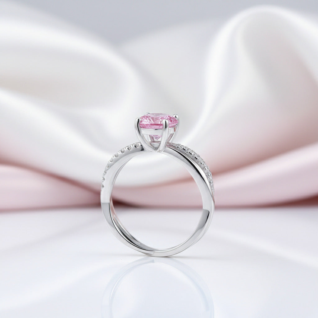 Fancy 1.25 Ct Pink Diamond Option Twisted Engagement Ring-Black Diamonds New York