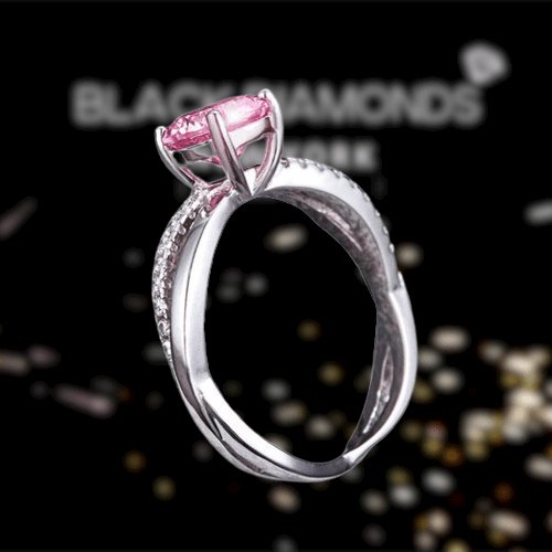 Created Diamond Engagement Ring 1.25 Ct Fancy Pink - Black Diamonds New York
