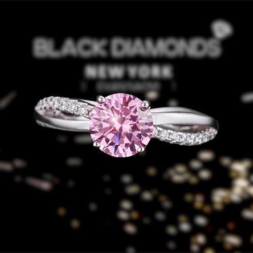Created Diamond Engagement Ring 1.25 Ct Fancy Pink - Black Diamonds New York