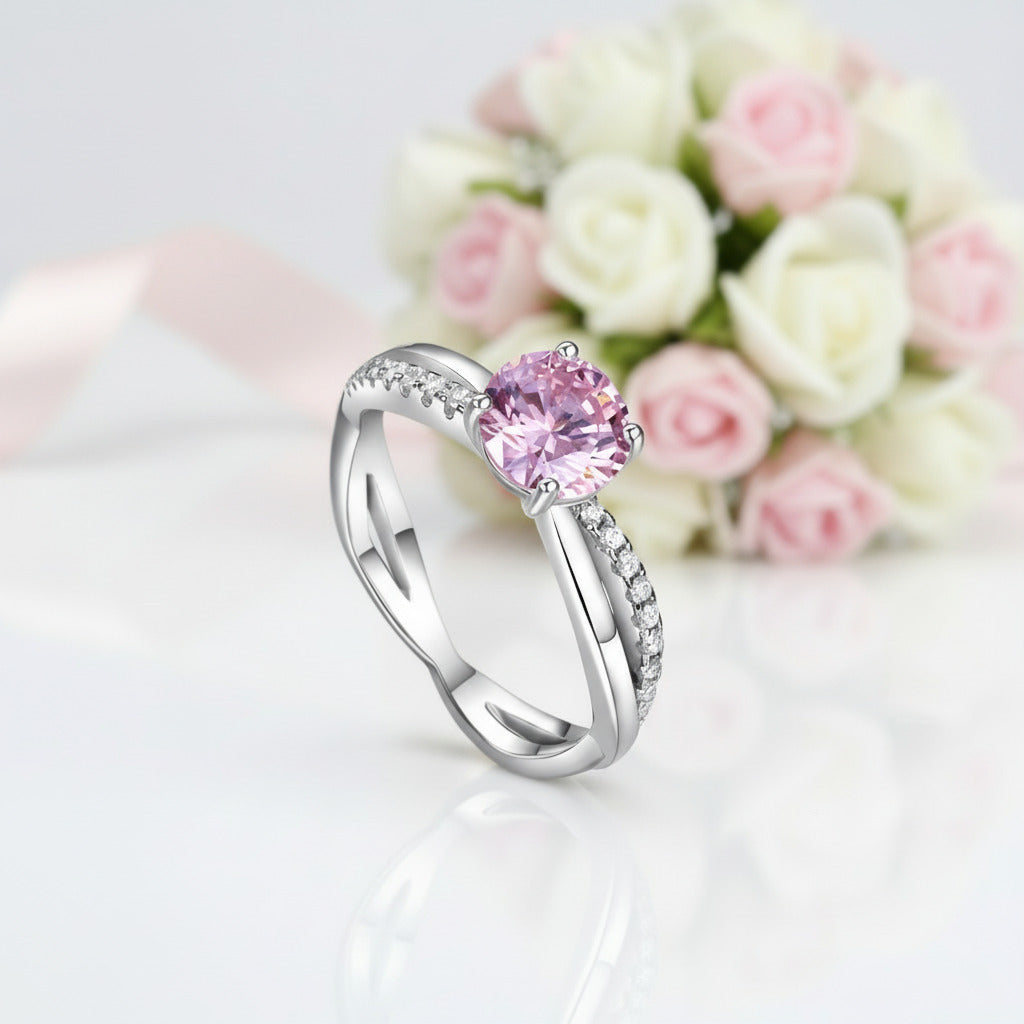 Fancy 1.25 Ct Pink Diamond Option Twisted Engagement Ring-Black Diamonds New York