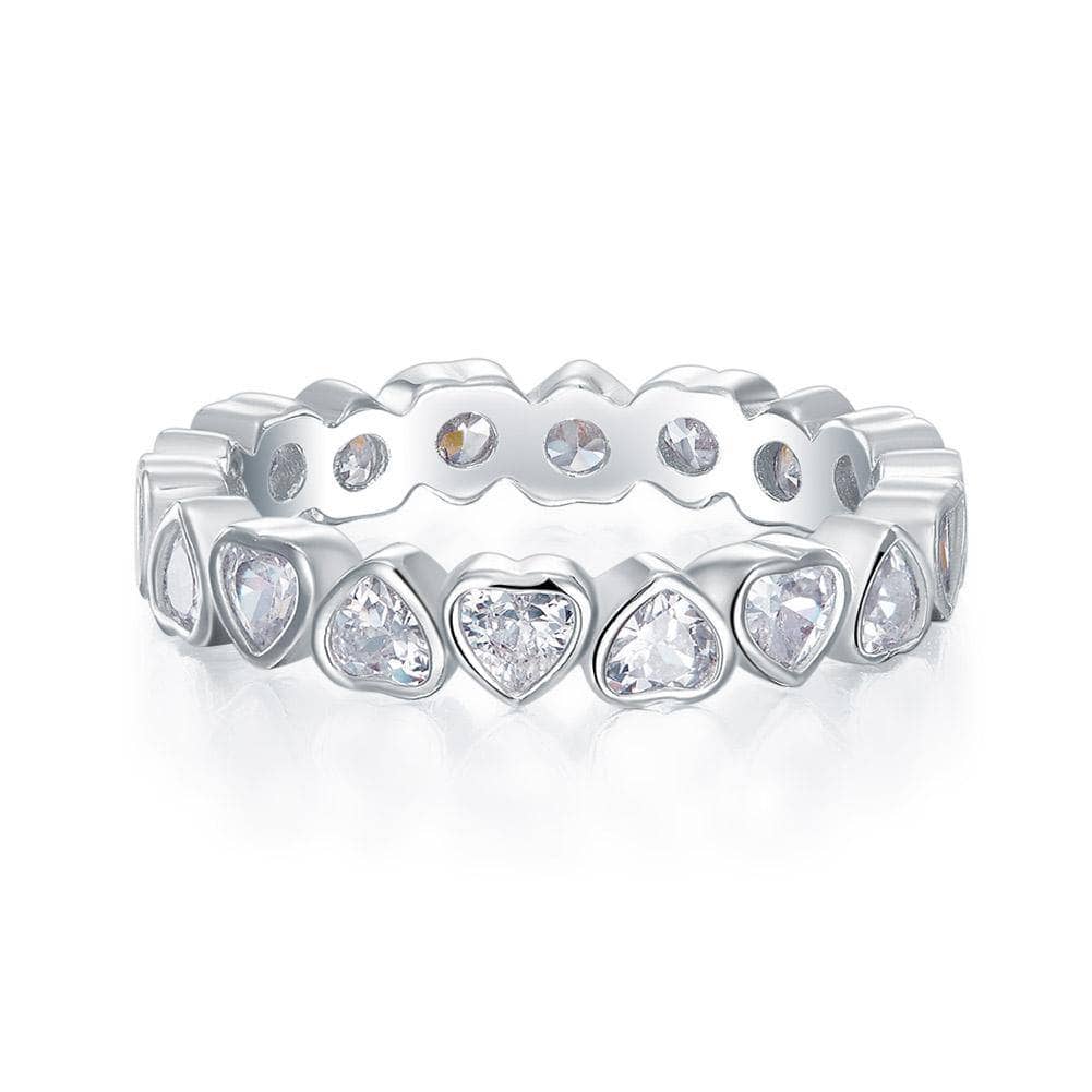 Created Diamond Eternity Wedding Band Heart Stacking Ring