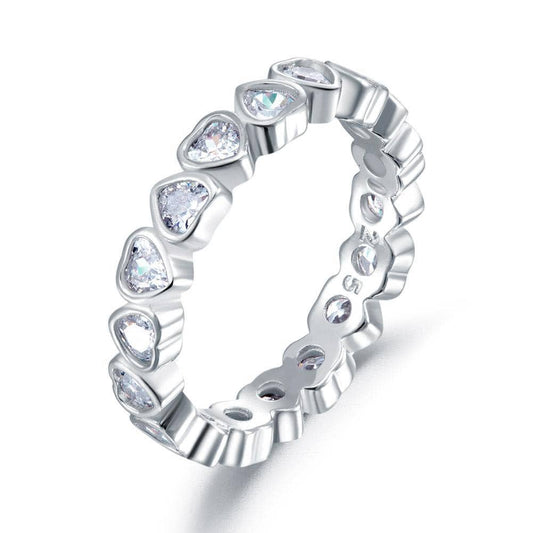 Created Diamond Eternity Wedding Band Heart Stacking Ring