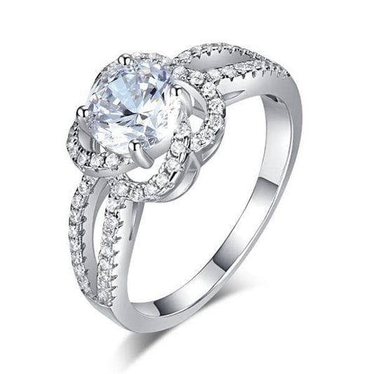 Created Diamond Floral Engagement Ring 1 Ct-Black Diamonds New York
