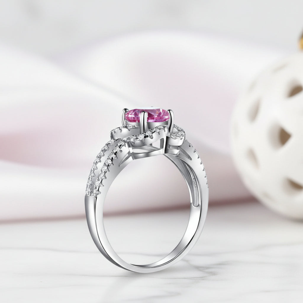 Fancy Pink 1.0Ct Diamond Option Floral Split Shank Engagement Ring-Black Diamonds New York