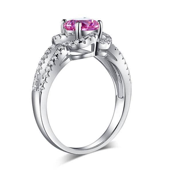 Created Diamond Floral Engagement Ring 1 Ct Fancy Pink