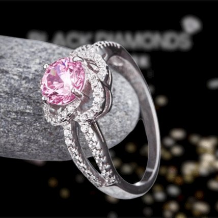 Created Diamond Floral Engagement Ring 1 Ct Fancy Pink - Black Diamonds New York