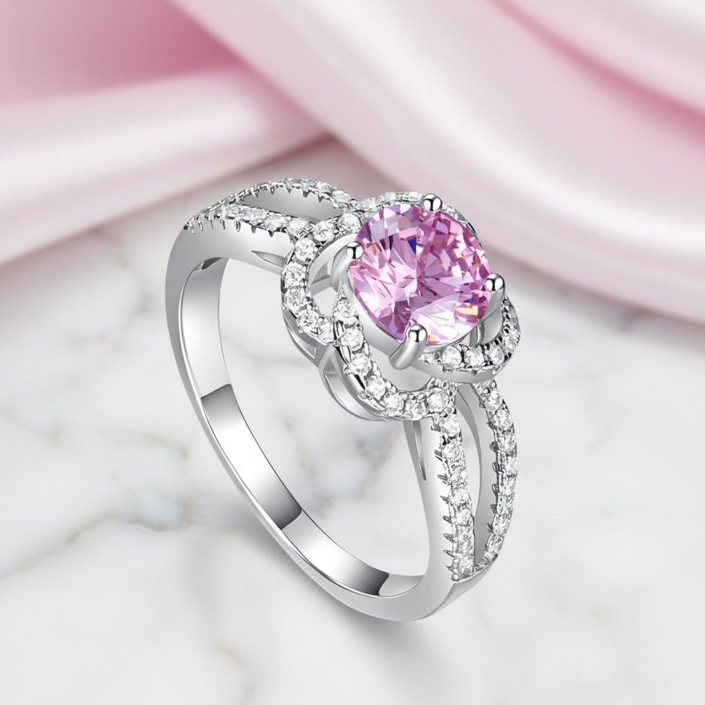 Fancy Pink 1.0Ct Diamond Option Floral Split Shank Engagement Ring-Black Diamonds New York