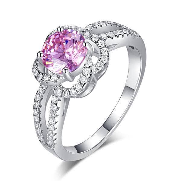 Created Diamond Floral Engagement Ring 1 Ct Fancy Pink