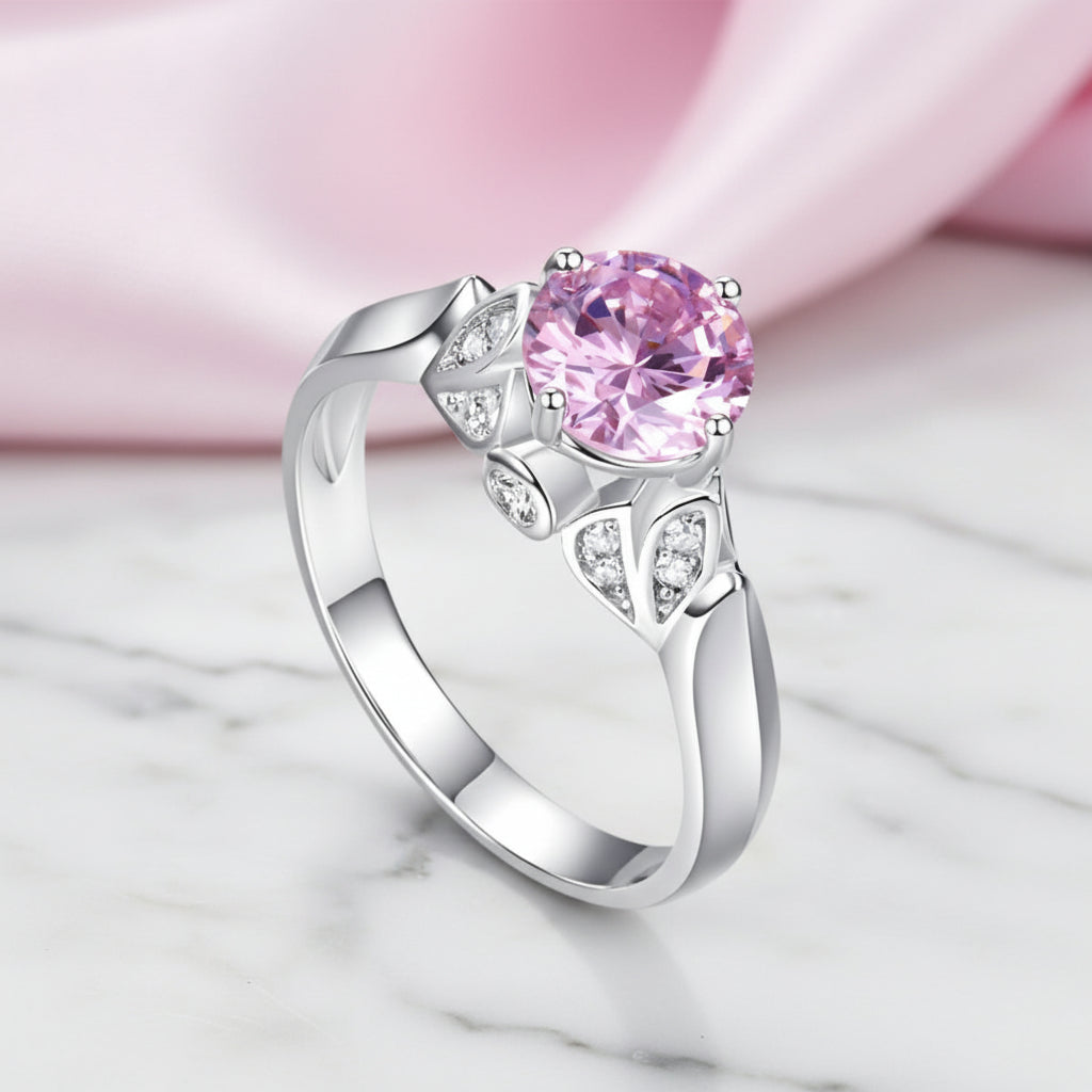 Fancy 1.25 Ct Pink Round Diamond Option Flower Engagement Ring-Black Diamonds New York