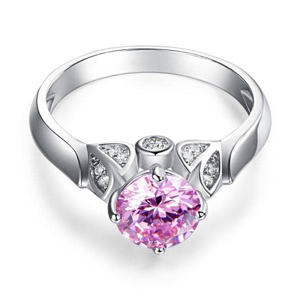 Created Diamond Flower Engagement Ring 1.25 Ct Fancy Pink-Black Diamonds New York