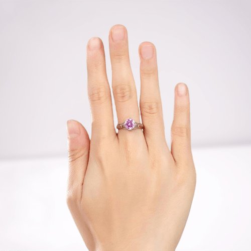 Created Diamond Flower Engagement Ring 1.25 Ct Fancy Pink-Black Diamonds New York