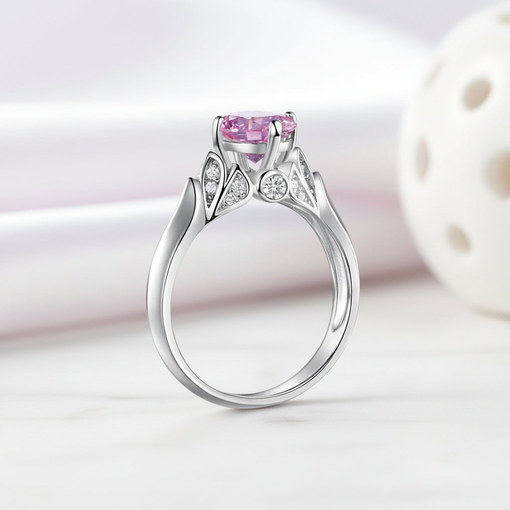 Fancy 1.25 Ct Pink Round Diamond Option Flower Engagement Ring-Black Diamonds New York
